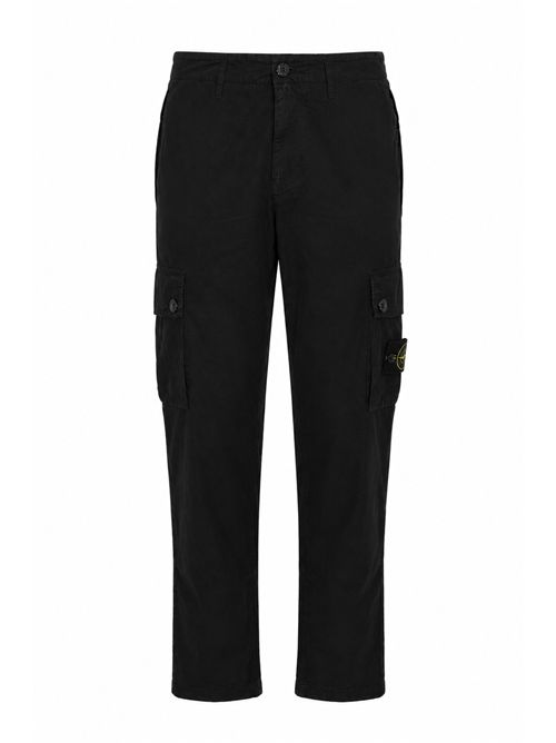 Pantalone 3100053 in tela di cotone old effect Nero STONE ISLAND | 3100053S00WAV0129